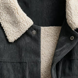Veste pour homme en velours avec col en sherpa et pressions - Gris foncé