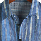 Chemise à Manches Courtes Style Rétro à Rayures Bleues pour Hommes