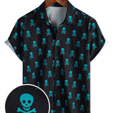 Chemise en Coton d'Été à Manches Courtes pour Hommes avec Motif de Crâne Punk Rock