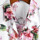 Chemise à Manches Courtes en Coton avec Motif Floral pour Hommes