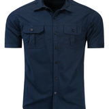 Chemise à Manches Courtes en Coton pour Hommes, Décontractée et Extérieure avec Poche