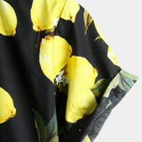Chemise hawaïenne à manches courtes en coton avec des citrons jaunes pour hommes