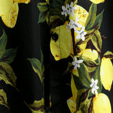 Chemise hawaïenne à manches courtes en coton avec des citrons jaunes pour hommes