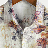 Chemise à Manches Courtes en Coton Resort avec Motif Botanique Aquarelle pour Hommes