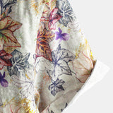 Chemise à Manches Courtes en Coton Resort avec Motif Botanique Aquarelle pour Hommes