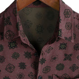 Chemise Classique Rétro à Manches Courtes en Coton Géométrique pour Hommes