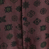 Chemise Classique Rétro à Manches Courtes en Coton Géométrique pour Hommes