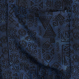 Chemise à Manches Courtes Boho Géométrique Tribale en Bleu Marine pour Hommes