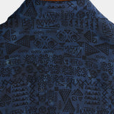 Chemise à Manches Courtes Boho Géométrique Tribale en Bleu Marine pour Hommes