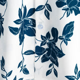 Chemise en Coton Bleue à Fleurs pour Homme pour l'Été avec Boutons et Manches Courtes