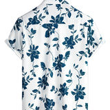 Chemise en Coton Bleue à Fleurs pour Homme pour l'Été avec Boutons et Manches Courtes
