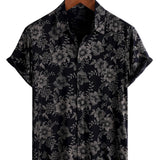 Chemise à Manches Courtes de Style Hawaïen avec Motif Floral pour Hommes, Respirante, Couleur Marine