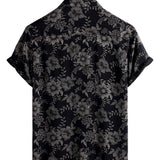 Chemise à Manches Courtes de Style Hawaïen avec Motif Floral pour Hommes, Respirante, Couleur Marine