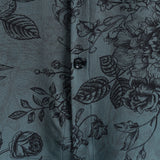 Chemise à Manches Courtes en Coton Vintage pour Hommes avec Motif Floral Bleu
