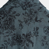 Chemise à Manches Courtes en Coton Vintage pour Hommes avec Motif Floral Bleu