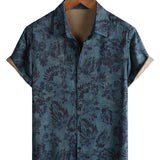 Chemise Boho Vintage à Manches Courtes en Coton avec Motif Floral pour Hommes