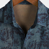 Chemise Boho Vintage à Manches Courtes en Coton avec Motif Floral pour Hommes
