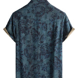 Chemise Boho Vintage à Manches Courtes en Coton avec Motif Floral pour Hommes