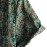 Chemise Vintage en Coton à Manches Courtes avec Boutons Style Rétro Paisley Verte pour Hommes des Années 70