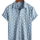 Chemise en Coton Rétro d'Été pour Hommes, Manches Courtes, Rayée