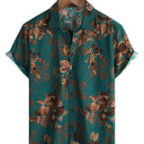 Chemise en Coton pour Homme de Style Vintage pour les Vacances avec Boutons et Manches Courtes