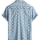 Chemise en Coton Rétro d'Été pour Hommes, Manches Courtes, Rayée
