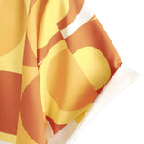 Chemise d'été rétro pour homme en coton, boutons, orange vintage, géométrique, disco, plage, cool, manches courtes
