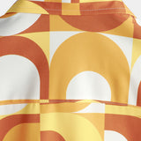Chemise d'été rétro pour homme en coton, boutons, orange vintage, géométrique, disco, plage, cool, manches courtes