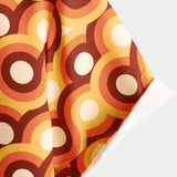 Chemise Masculine Orange en Coton Style Rétro Années 70, Avec Bouton, Vintage, Géométrique, Ronde, Été, à Manches Courtes