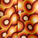 Chemise Masculine Orange en Coton Style Rétro Années 70, Avec Bouton, Vintage, Géométrique, Ronde, Été, à Manches Courtes