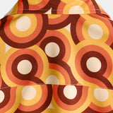 Chemise Masculine Orange en Coton Style Rétro Années 70, Avec Bouton, Vintage, Géométrique, Ronde, Été, à Manches Courtes