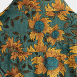 Chemise d'Été à Manches Courtes au Style Rétro avec Motif de Tournesol pour Hommes