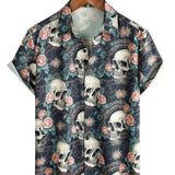 T-shirt en Coton d'Été à Manches Courtes pour Hommes avec Crâne Punk Rock