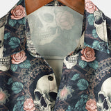 T-shirt en Coton d'Été à Manches Courtes pour Hommes avec Crâne Punk Rock