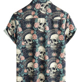 T-shirt en Coton d'Été à Manches Courtes pour Hommes avec Crâne Punk Rock