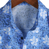 Chemise en Coton à Motif Floral Tropical pour Hommes à Manches Courtes