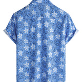 Chemise en Coton à Motif Floral Tropical pour Hommes à Manches Courtes