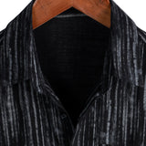 Chemise à Manches Courtes en Coton avec Poche pour Hommes à Rayures Noires, Respirante