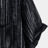 Chemise à Manches Courtes en Coton avec Poche pour Hommes à Rayures Noires, Respirante