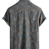Chemise en Coton pour Homme avec Motif Floral Paisley Vintage des Années 70 avec Boutons et Manches Courtes pour la Plage