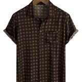 Chemise en Coton d'Été Décontractée Vintage à Manches Courtes pour Hommes