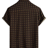 Chemise en Coton d'Été Décontractée Vintage à Manches Courtes pour Hommes