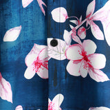 Chemise Casual à Manches Courtes avec Motif Floral pour Hommes, Boutons, Col Revers, Marine, Été