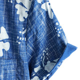 Chemise en Coton Style Hawaïen pour Hommes à Manches Courtes avec Boutons en Motif Floral Bleu