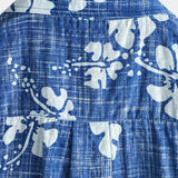Chemise en Coton Style Hawaïen pour Hommes à Manches Courtes avec Boutons en Motif Floral Bleu