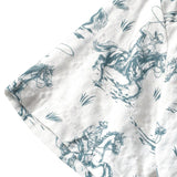 Chemise pour Homme en Coton avec Motif de Cheval, À Boutons, Manches Courtes pour les Vacances