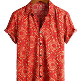 Chemise Hawaïenne en Coton Boho Vintage pour Homme à Manches Courtes des Années 70.
