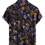 Chemise à Manches Courtes en Coton de Style Boho avec Motif Floral pour Hommes