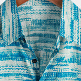 Chemise pour Homme à Manches Courtes Vintage en Coton de Couleur Bleue