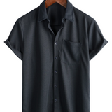 Chemise en Coton à Manches Courtes et Boutonnage pour Hommes, Style Décontracté, Coupe Lâche, Plage